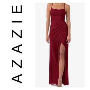 Azazie Red Maxi Dress with Elegant Silhouette